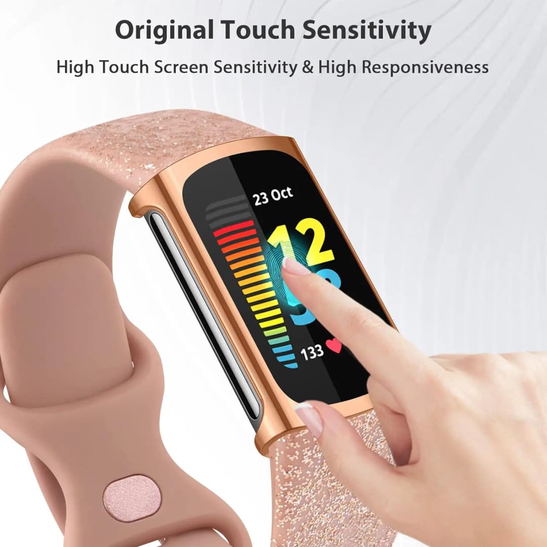 واقي شاشة لحافظة Fitbit Charge 6 مع غطاء حماية TPU لحافظة Fitbit Charge 5 وCharge6 وإكسسوارات حماية - 4
