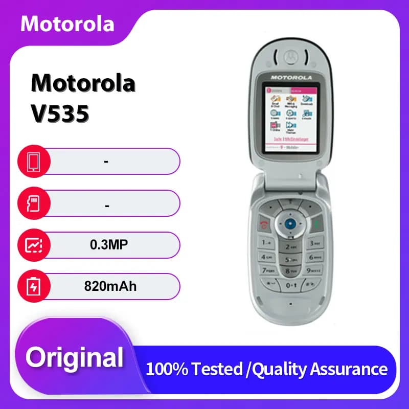 Original Unlocked Motorola V535 V535 820mAh 2G GSM 850 / 900 / 1800 / 1900 Mobile Phone