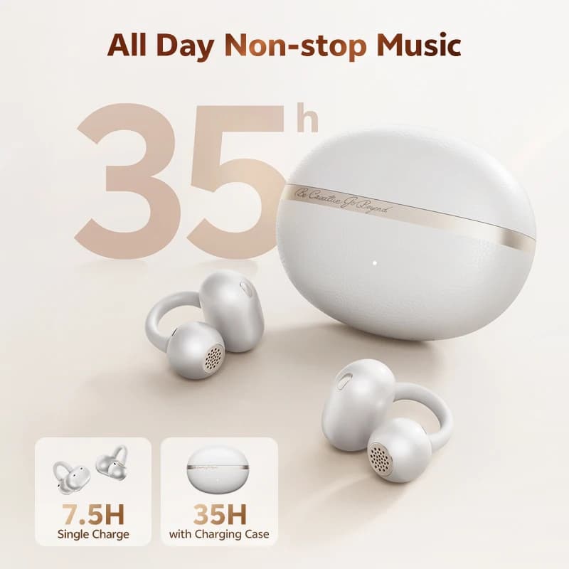 QCY Crossky C50 CT06 Clip-On Earbuds Bluetooth 6.0 Open-Ear Dual-Magnet Drivers Bass Boost Headset 4 Mic AI Clear Calls 35H IPX5 - 5