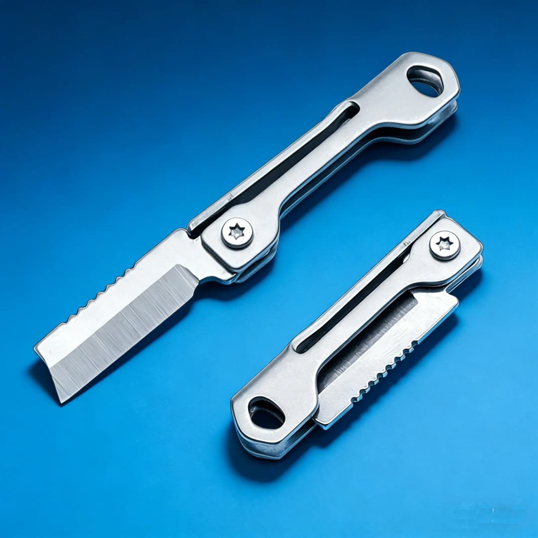 1Pc Outdoor Camping Supplies Stainless Steel Mini Folding Knife Square Head Multi-function Pocket Knife Keychain Pendant