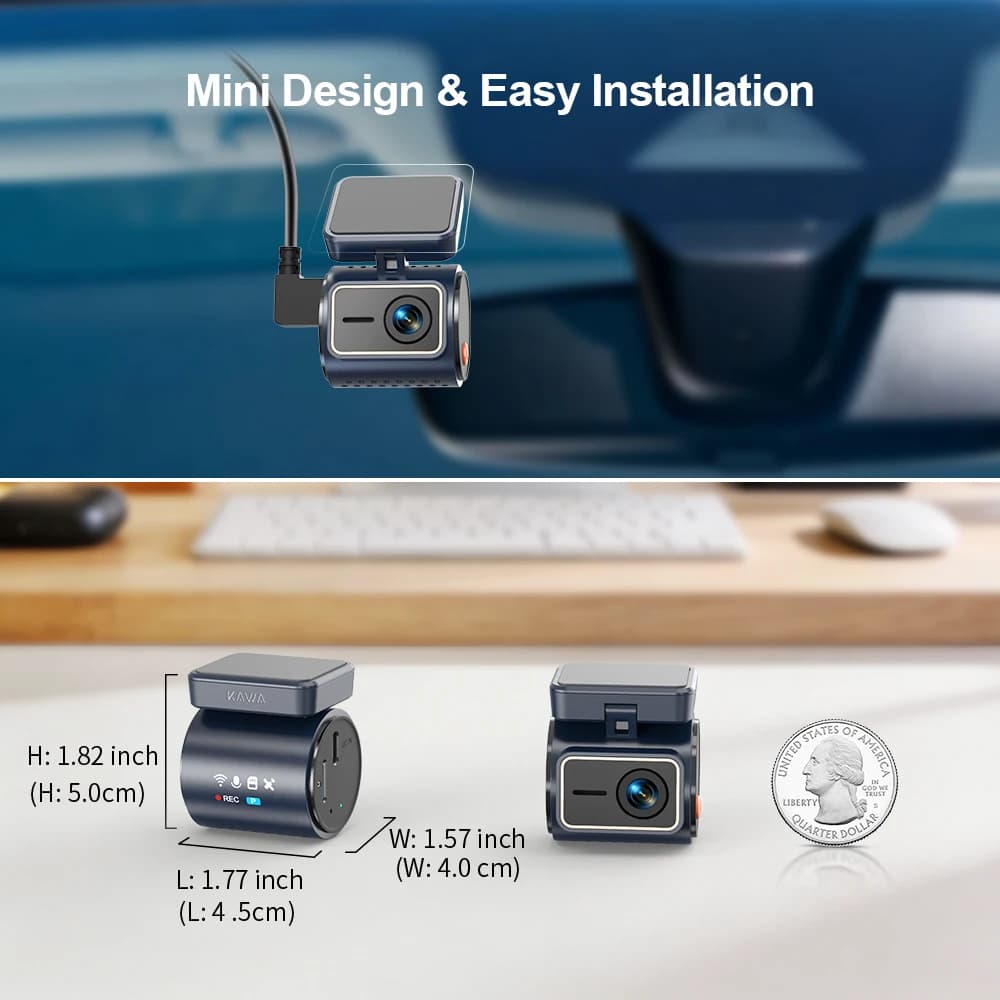KAWA 4K Front Dash cam MINI 7 Pro,WiFi Car Camera with APP/Voice Control/WIFI6/GPS, AUTO Video Recorder,Dashcam,HDR,Dash camera - 4