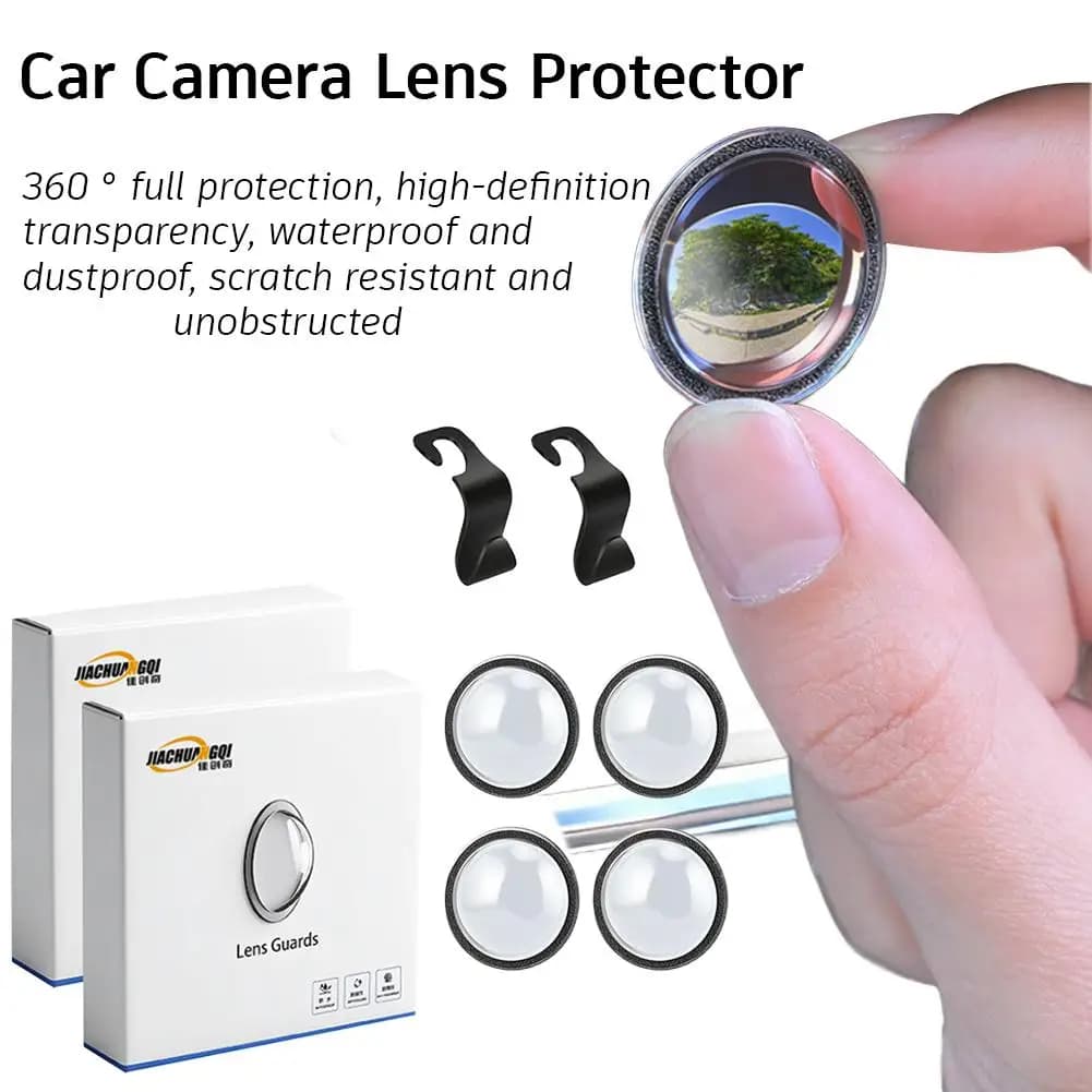 4pcs Car Camera Protective Cover With 2pcs Car Hooks Front Bumper Camera Anti-Scratch Shield Lens Guard PC Protective Cover Kits - 2
