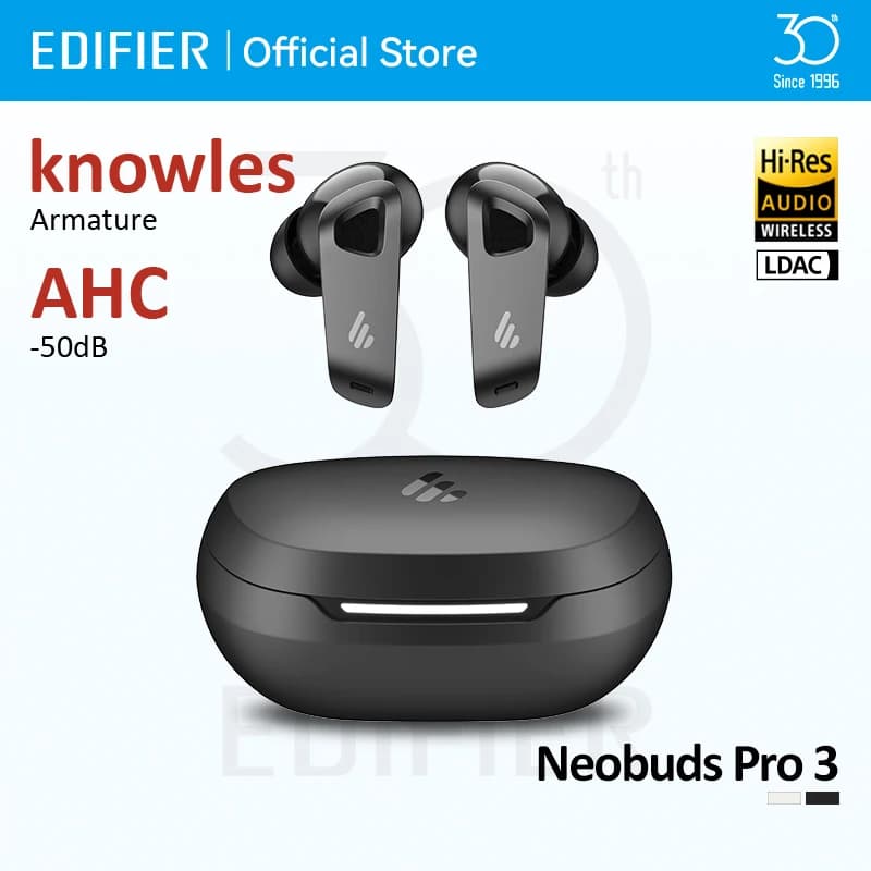 Edifier TWS Bluetooth Earbuds NeoBuds Pro 3 Wireless Earphone Hi-Res ANC -50dB Adaptive Noise Cancelling LDAC LHDC Spatial Audio