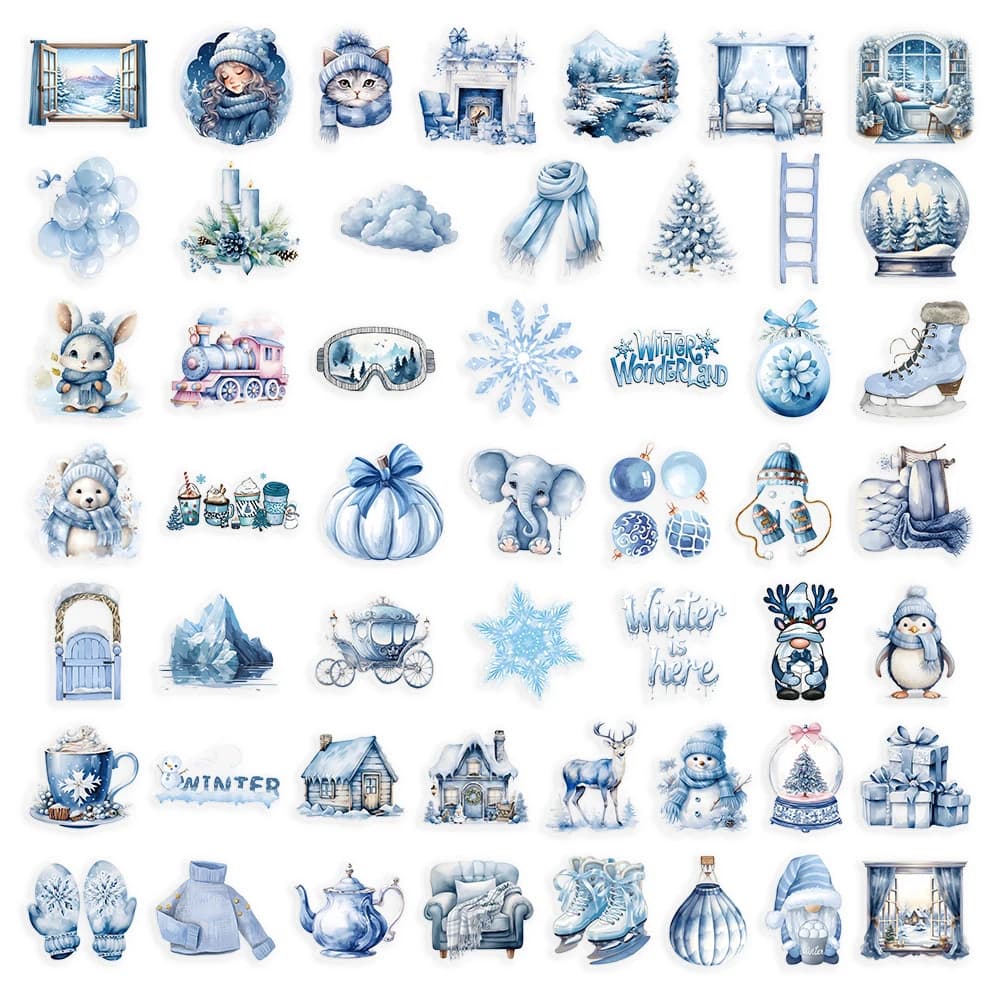 10/30/50PCS Cute Cartoon Blue Winter Graffiti Stickers Decoration Decals DIY Laptop Notebook Phone Stationery Sticker Kids Toys - 6