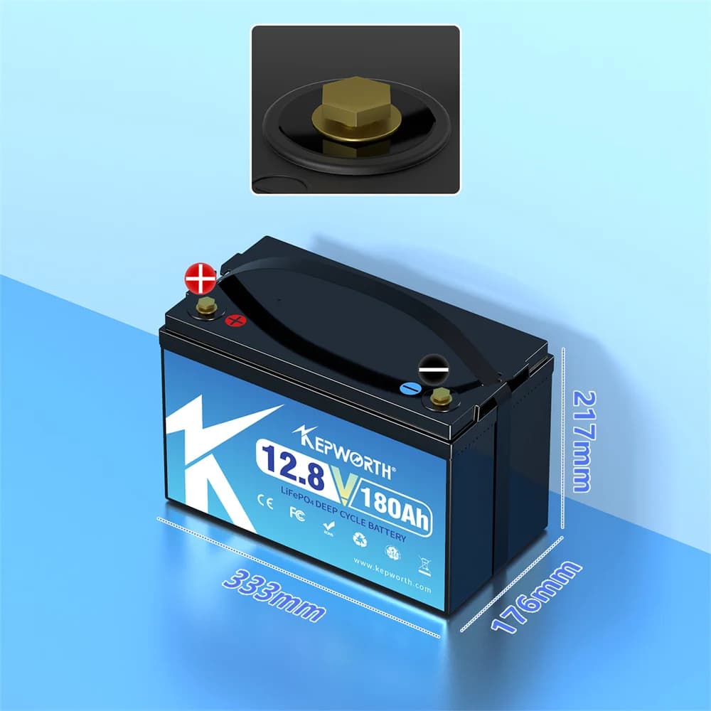 بطارية KEPWORTH 12V، 180Ah/300Ah، فوسفات الحديد الليثيوم، مع نظام إدارة بطارية محسن، 6000 دورة، مناسبة لسيارات RV وعربات الجولف والطرق الوعرة والخارجية - 4