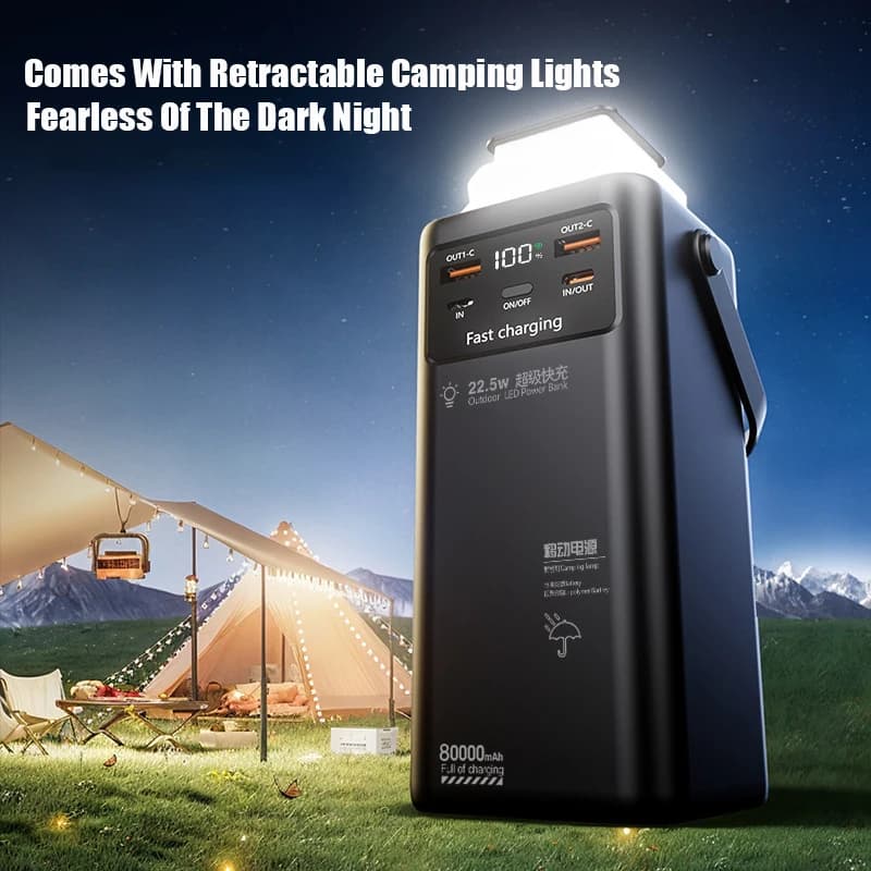 80000mAh Large Capacity Portable Outdoor Emergency Power Supply Built-in Cable And Camping Light Suitable For IPhone And Samsung - 5