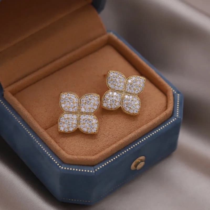 مجوهرات فرنسية تصميم جديد، أقراط لؤلؤ على شكل ورقة زيركون، مطلي بالذهب 16K، فاخرة، إكسسوارات أنيقة للحفلات النسائية - 3