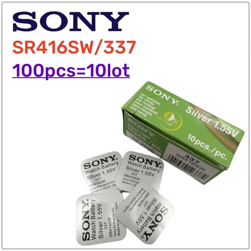 100 قطعة بطارية أصلية SONY 337 SR416SW بطارية ساعة 623 D337 V337 SP337 1.55V بعبوة مستقلة