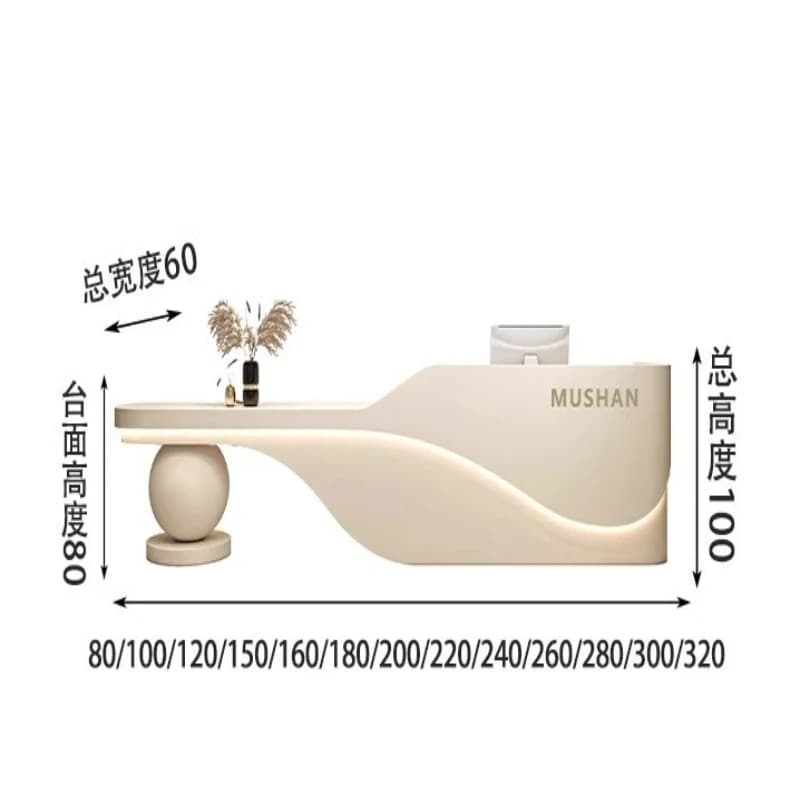 مكاتب استقبال بوديوم حديثة، كاونترات متاجر، مكاتب استقبال مركز العملاء، أثاث لوح صناعي من Vevor، مكتب استقبال MHJDT - 6