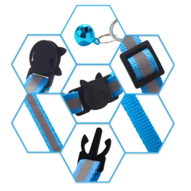 Customized Cat Collar Reflective Cat Collar Free Engraved Puppy Kitten Pet ID Nameplate Necklace With Bell Anti-lost For Cats - 5