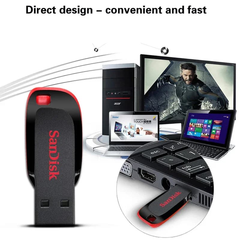 Sandisk Pendrive بسعة 128 جيجابايت و64 جيجابايت و32 جيجابايت و16 جيجابايت، فلاش درايف USB صغير، فلاش درايف USB 2.0، عصا ذاكرة للهاتف - 4