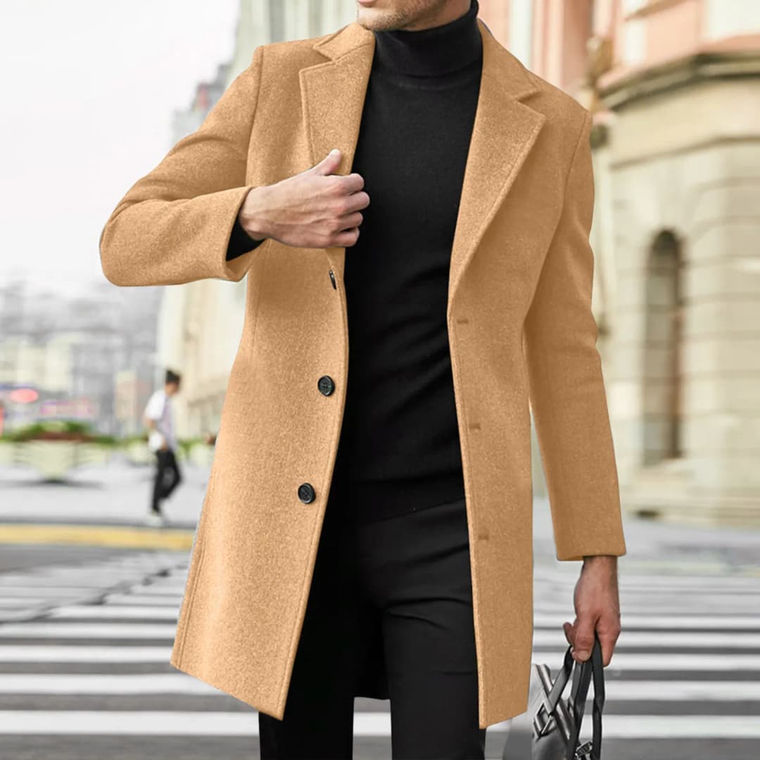 معطف ترنش كاجوال للأعمال من الصوف والمزيج للرجال موضة 2025 معطف خارجي للرجال معطف غبار بتصميم بانك مزيج جاكيتات رجالية - 3