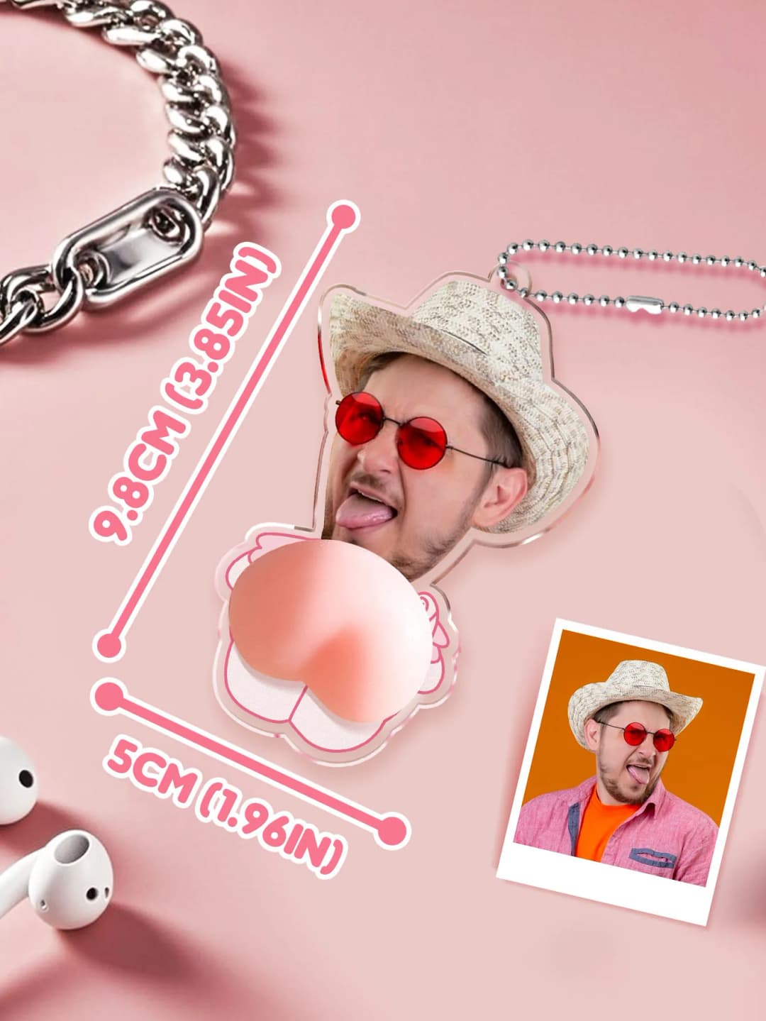 سلسلة مفاتيح مخصصة بوجه، ناعمة، هدية فريدة للأصدقاء - 5