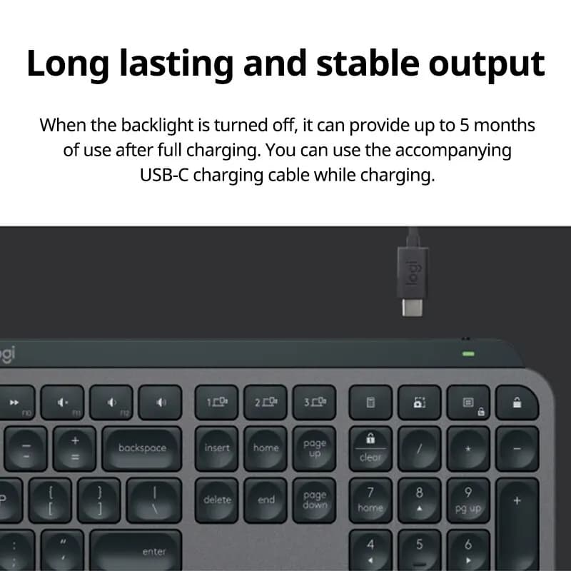 لوحة مفاتيح Logitech MX Keys S جديدة، لاسلكية، بلوتوث، اتصال متعدد الأجهزة، إضاءة خلفية، رقيقة ومحمولة - 6