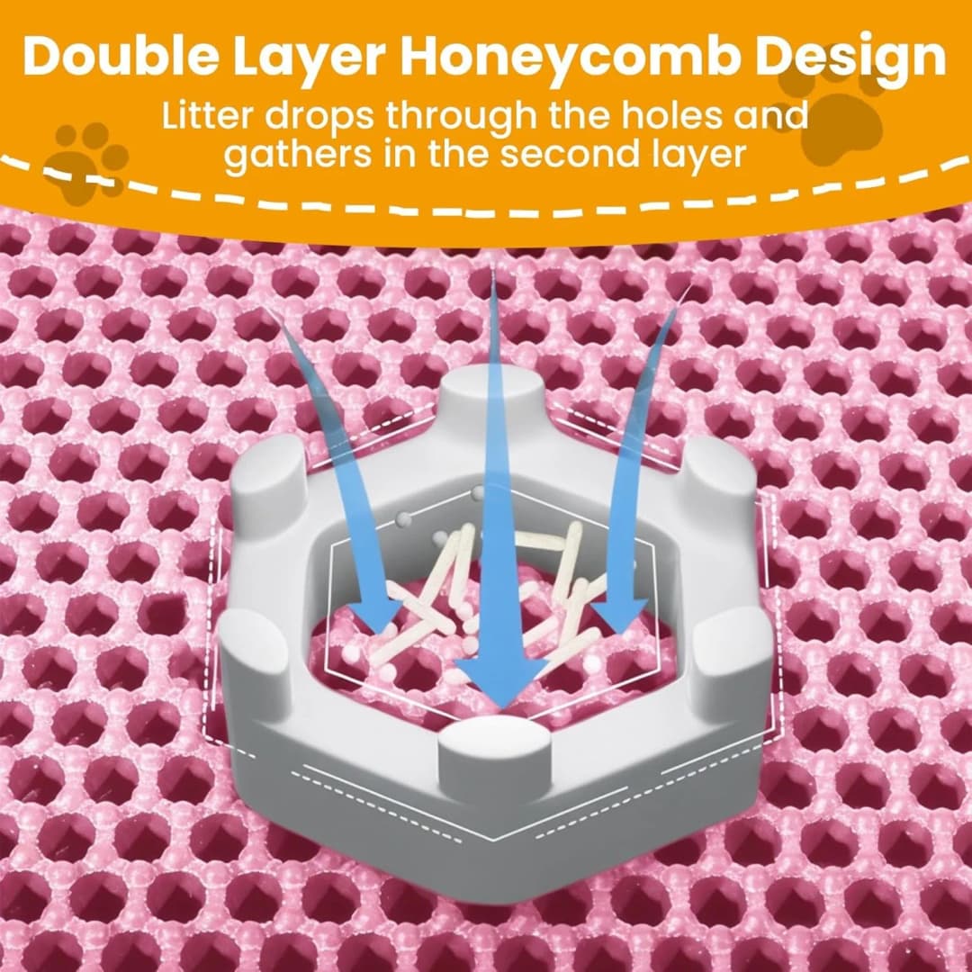 حصيرة مزدوجة الطبقات لصندوق فضلات القطط، مقاومة للماء وعدم الانزلاق، كبيرة الحجم للحيوانات الأليفة - 3