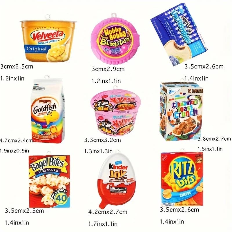 9PCS/SET 2D Acrylic Food Plated with Bright Oil Coating Snack Candy Corn Kernel Bubble Sugar Corn Kernel Bubble Noodle Bread Cut - 2