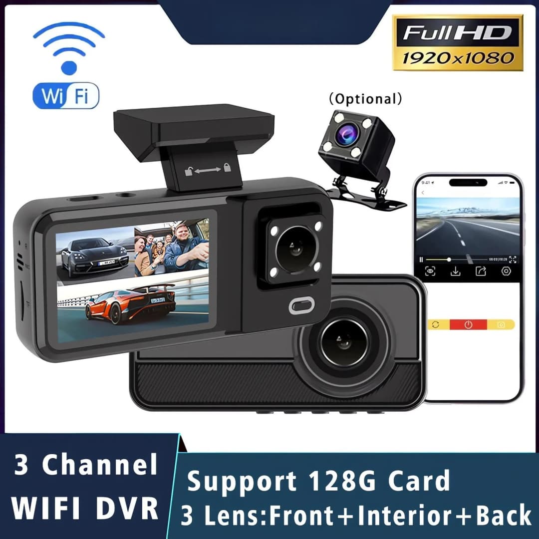 3 Channel WIFI Car DVR HD 1080P Cabin Vehicle Dash Cam Three Way Camera DVRs Recorder Video Registrator Mini Dashcam Camcorder