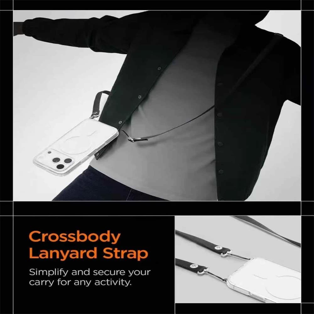 Spigen Adjustable Phone Lanyard Crossbody Neck Strap For Phone Keys Magnetic Length Adjustment Hybrid Nylon Suede Universal Fit - 4