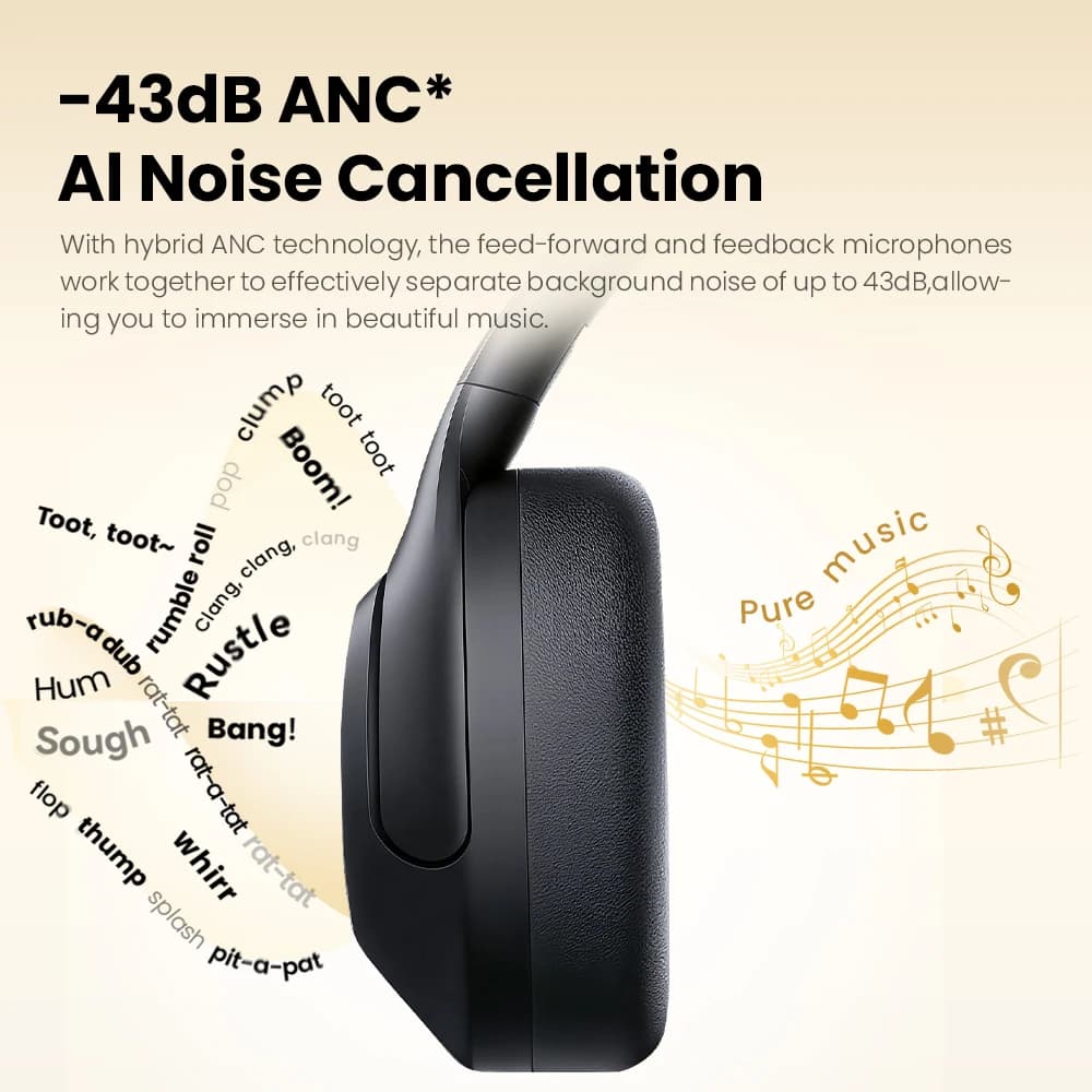 HAYLOU S30 Wireless Bluetooth 5.4 Headphones 43dB Adaptive Noise Cancelling Headsets 40mm Driver 80H Playtime Earphones - 4