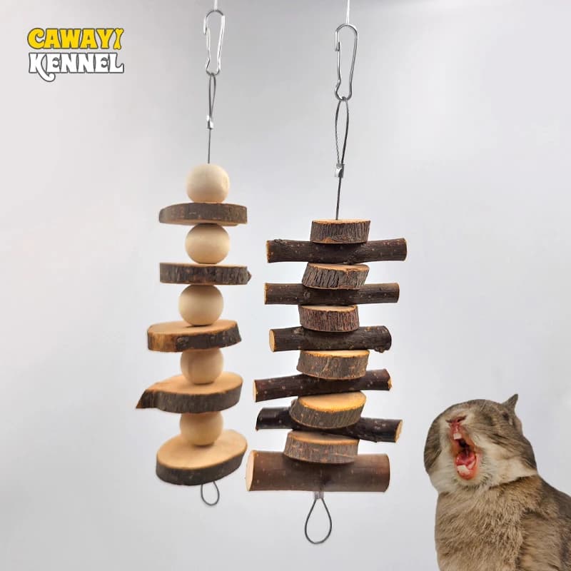 لعبة مضغ للأرانب من الخشب الطبيعي، عصا مضغ لأسنان الحيوانات الصغيرة مثل الأرانب والشينشيلا والهامستر والخنازير الغينية D9207