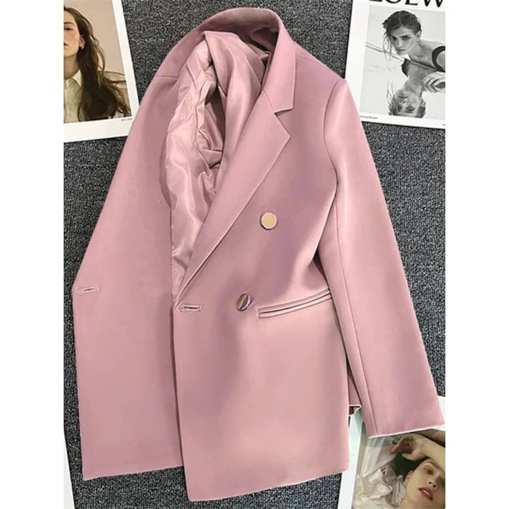 Women Suit Blazer Elegant Coat 2025 Spring Autumn Fashion Korean Blazer Luxury Double Breasted Jacket Solid Ladies Tops Clothes - 6
