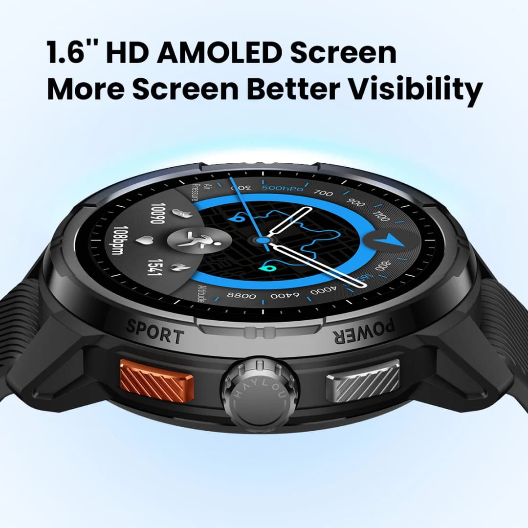 HAYLOU Solar Ultra GPS Smartwatch 1.6” AMOLED Display 5ATM Waterproof Built-in GPS Bluetooth Phone Calls Sports Smart Watch - 2