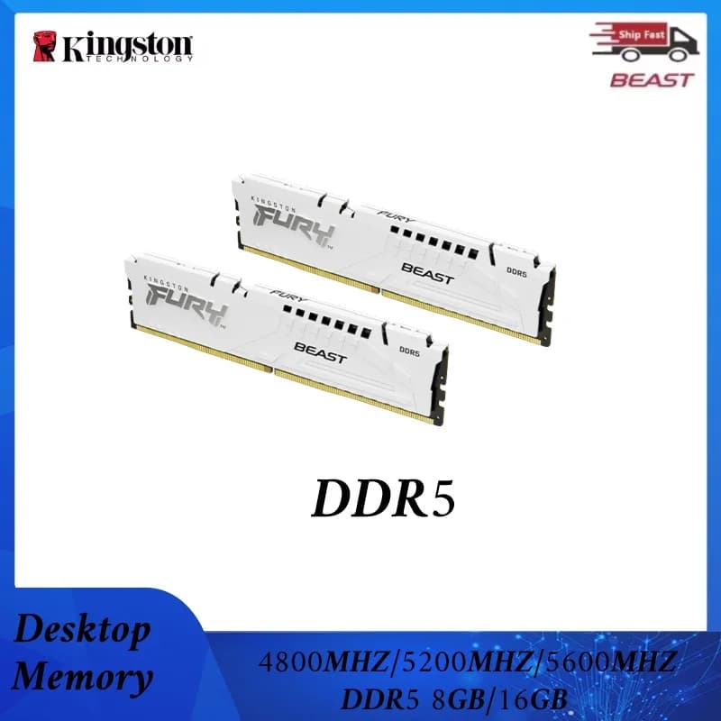 Kingston FURY BEAST DDR5 Desktop Memory RAM 8GB 16GB 4800MHZ 5200MHZ 5600MHZ DIMM AMD Intel CPU Computer Ram 288Pin Game Memoria