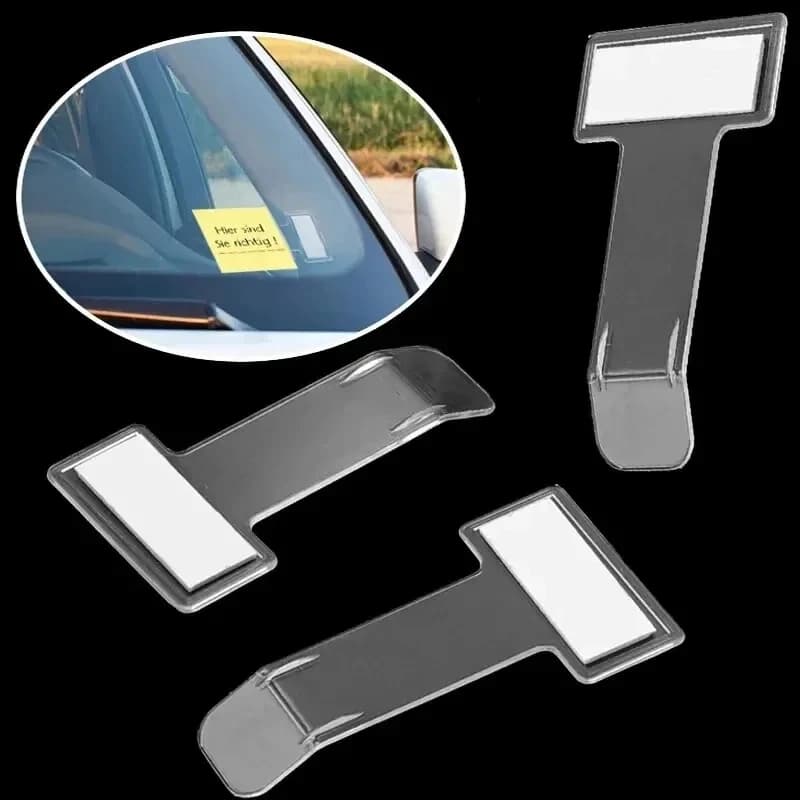 2pcs Transparent Car Vehicle Parking Ticket Receipt Permit Card Holder Clip Sticker Windscreen Plastic Universal Car Accessories