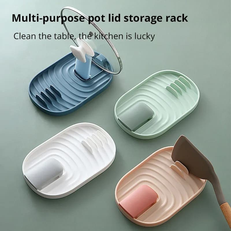 1pc Green/Pink/Bule/Pink Silicone Nordic Style Pot Lid Shovel Storage Rack Practical Multifunctional Kitchen Supply Non Slip - 2