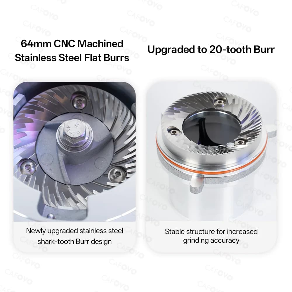 مطحنة قهوة من CAFOVO G764F، 64mm، شفرة مسطحة، 100 مستوى ضبط، قياس الوقت، مطحنة منزلية لمحبي القهوة - 5