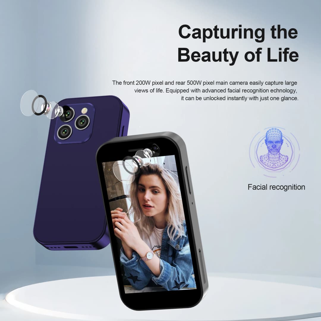 هاتف سيرفو كينج 8000 الذكي الصغير بنظام أندرويد، 4G LTE، GPS عالمي، شاشة 3 بوصة، كاميرا 5 ميجابكسل، واي فاي، بطارية 2000 مللي أمبير - 5