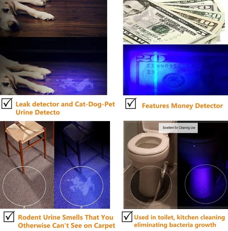 UV Flashlight Black Light Powerful Small Blacklight Flashlight UV Light Mini Black Light Flashlight Detector Light for Pet Urine - 4