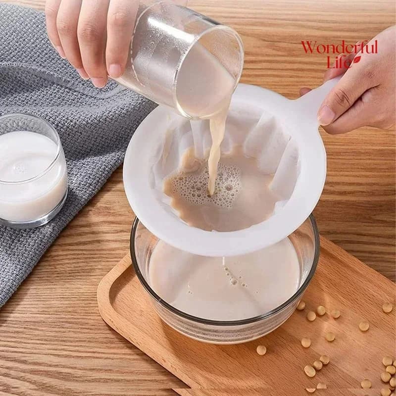 1 قطعة 400 شبكة قابلة لإعادة الاستخدام نايلون فائق النعومة مرشح شبكة مصفاة ملعقة منخل حليب الصويا عصير القهوة مرشح الطعام مصفاة المطبخ - 5