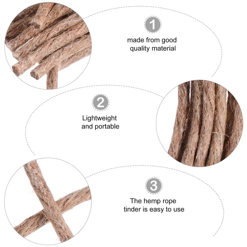 10Pcs Survival Wick Hemp Cord Camping Lighter Hemp Fire Starters Outdoor Wick Camping Ropes Survival Tools - 4