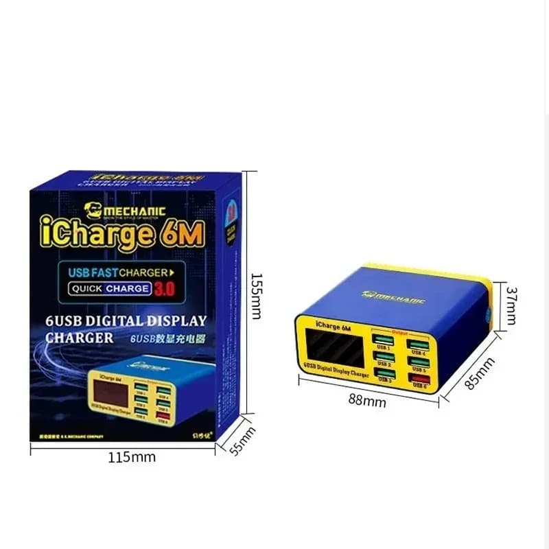 MECHANIC iCharge 6M QC 3.0 USB Smart Charge Support Fast-charging With LCD Digital Display Multi-Port Charger For Tablet Phone - 5