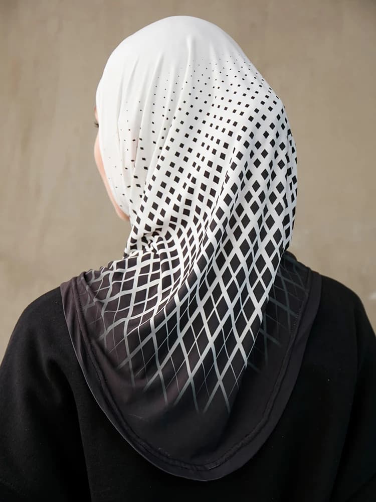 حجاب داخلي إسلامي رياضي للنساء نمط طباعة هندسية عمامة فورية للسيدات نموذج رأس لف الرأس - 2