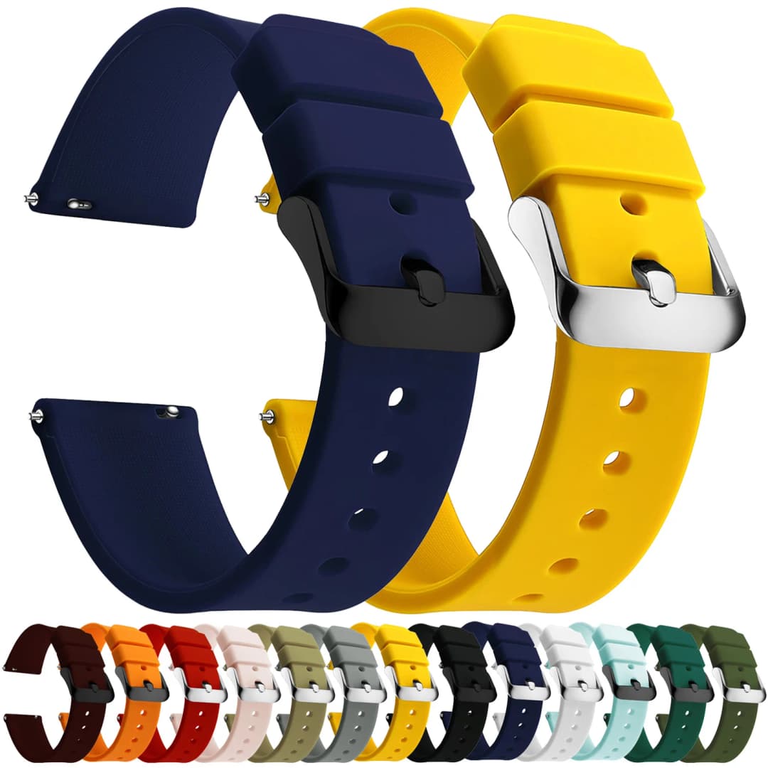 Silicone Watch Bands 14/16/18/19/20/21/22/24 mm Soft Quick Release Rubber Watch Bands Samsung Galaxy, Garmin Huawei Watch Straps