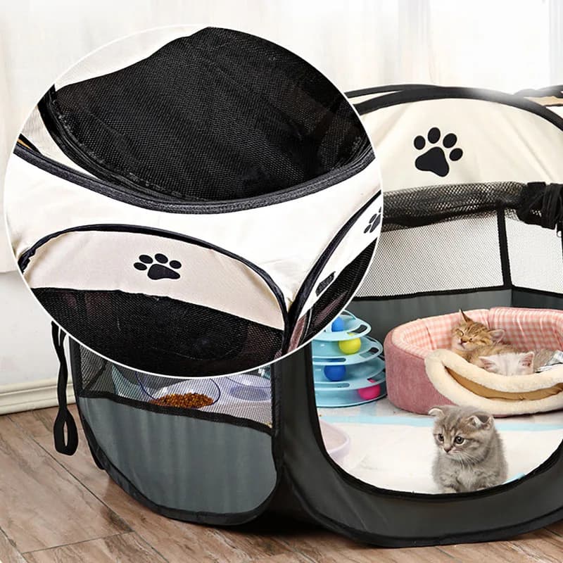 Foldable cats, dog kennels, cats, dogs, delivery rooms, pets, octagonal cages, breathable fences, tents, claw-resistant - 5