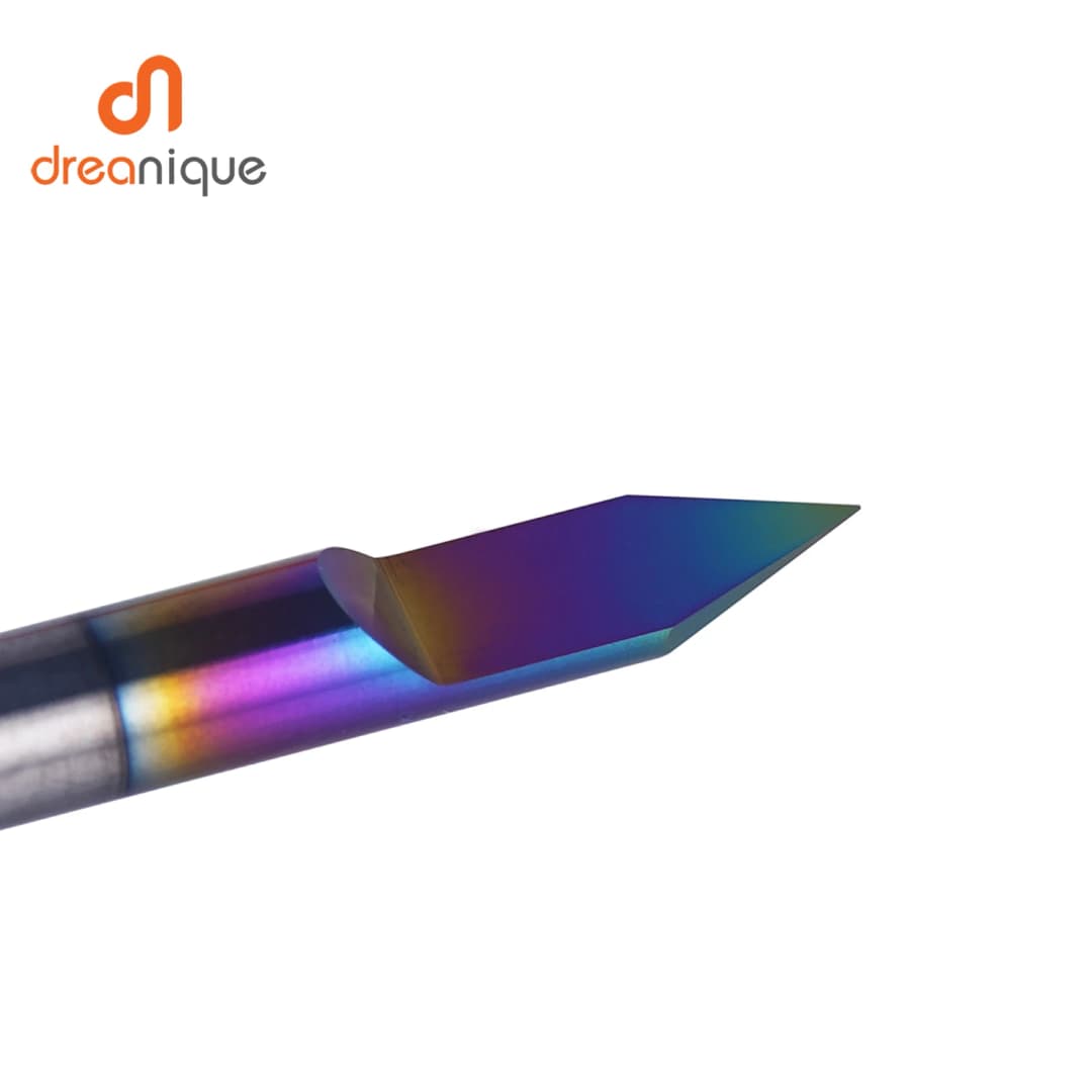 قطعة نقش لوحة دارات مطبوعة من كربيد القاع المسطح من Dreanique 1 قطعة ساق 3.175 مم مطلية بطبقة DLC بزاوية 30 و60 و90 درجة طرف 0.1 و0.2 و0.3 مم أداة قطعة أخدود على شكل V - 3
