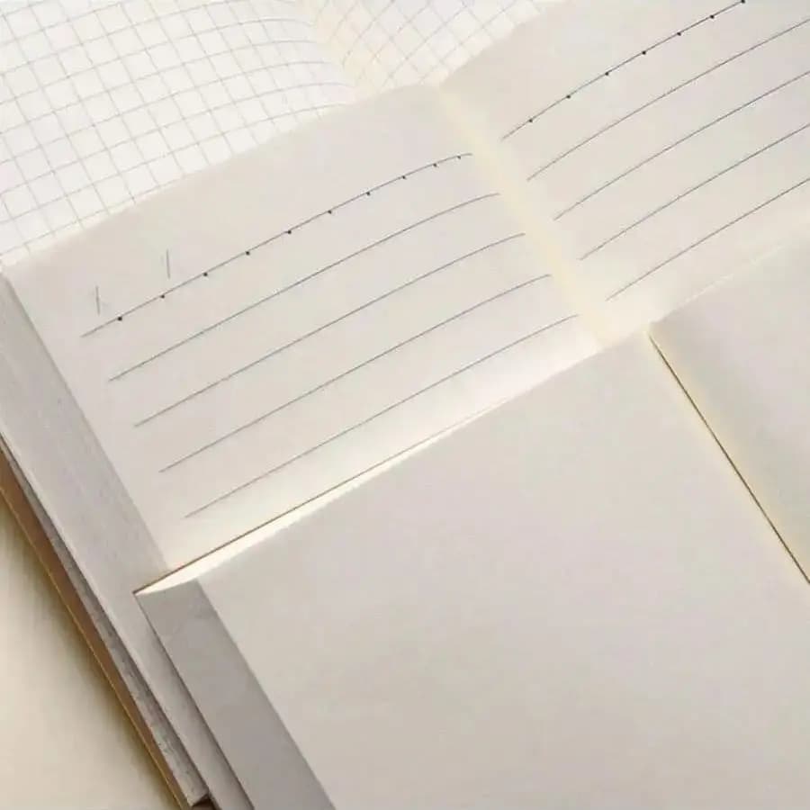 دفتر ملاحظات سميك بجيب A6، 256 صفحة، 128 ورقة، خط شبكة فارغ، صفحات داخلية، غطاء ورق كرافت، مفكرة صغيرة - 4