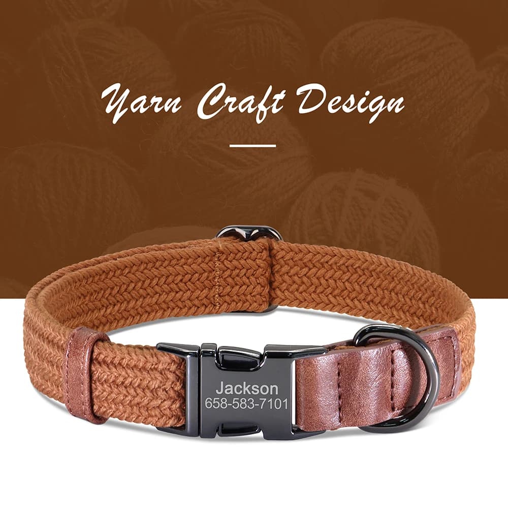 Custom Dog Collar Dog Durable Nylon Dog Collars Free Engraved Pet Name Buckle Necklace Adjustable for Small Medium Large Dogs - 4