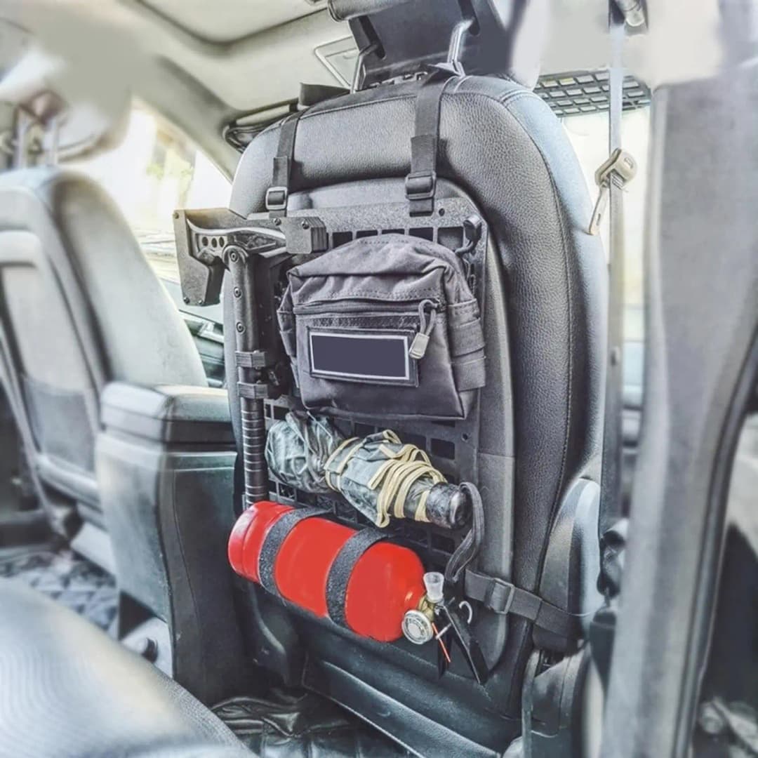 Car Seat Back Tactical Molle Panel Multifunctional Adjustable Seat Mesh Storage Organizer Tactical Vehicle Storage Hanging Plate - 2