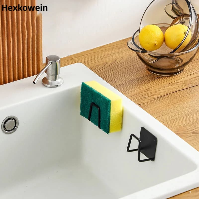Kitchen Stainless Steel Sink Sponges Holder Self Adhesive Drain Drying Rack Kitchen Wall Hooks Accessories Storage Organizer - 5