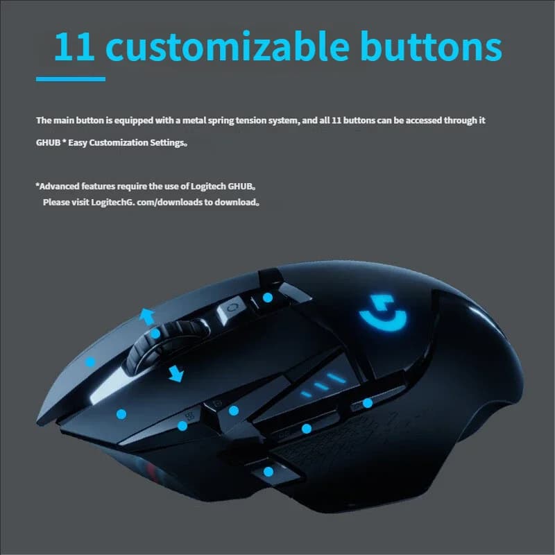 ماوس الألعاب اللاسلكي Logitech G502 LIGHTSPEED ثنائي الوضع مع عجلة سرعة وشحن ميكانيكي للابتوب - الجيل الجديد HERO 25K - 6