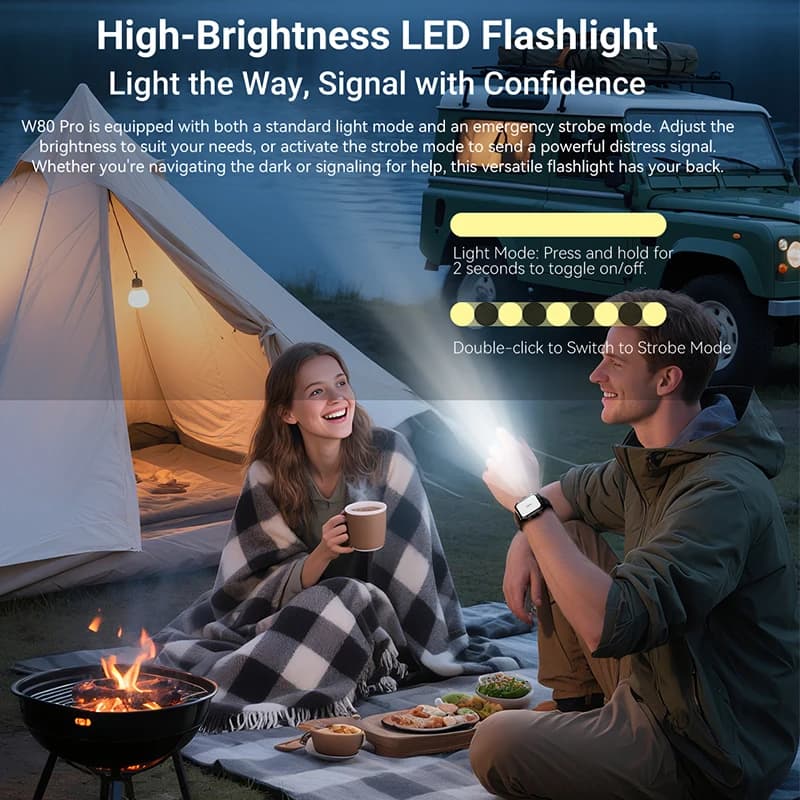 بلاك فيو W80 برو ساعة ذكية، شاشة 1.91 بوصة، جي بي إس، بوصلة، ساعة خارجية متينة، بطارية 900 مللي أمبير، كشاف LED، مكالمات بلوتوث - 4