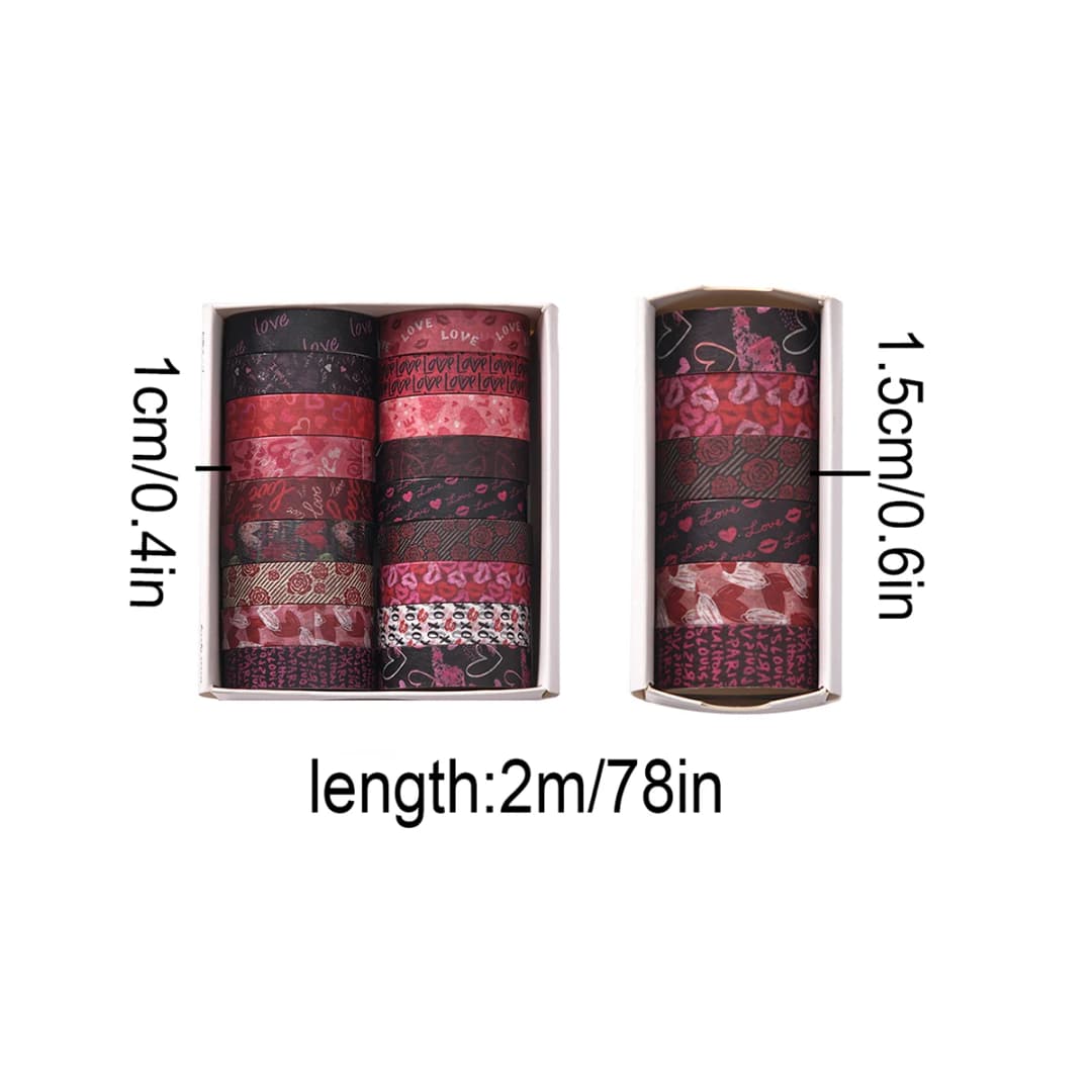 مجموعة أشرطة واشي ليوم الحب، أدوات مكتبية، أشرطة لاصقة زخرفية رومانسية DIY لتزيين الغرف والحفلات والمهرجانات - 2