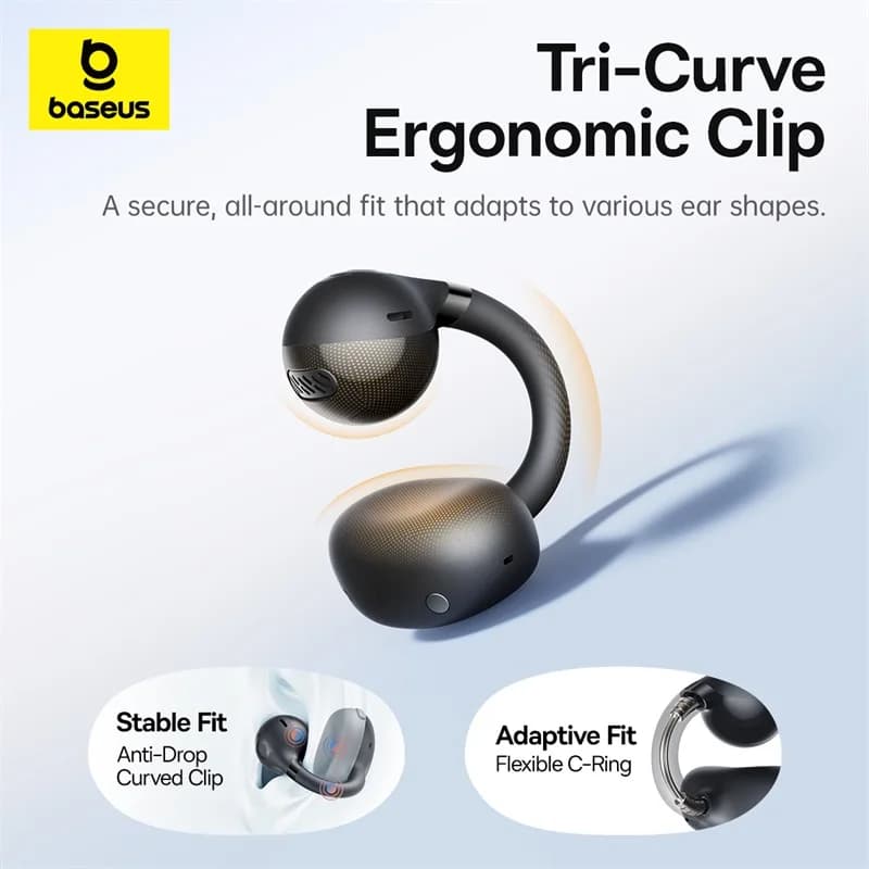 Baseus BC1 Ear Clip Earbuds Open Ear Wireless Earphones Bluetooth 6.0 Clip On Sports Headphones 4-Mics Super Bass IP55 Ear buds - 3