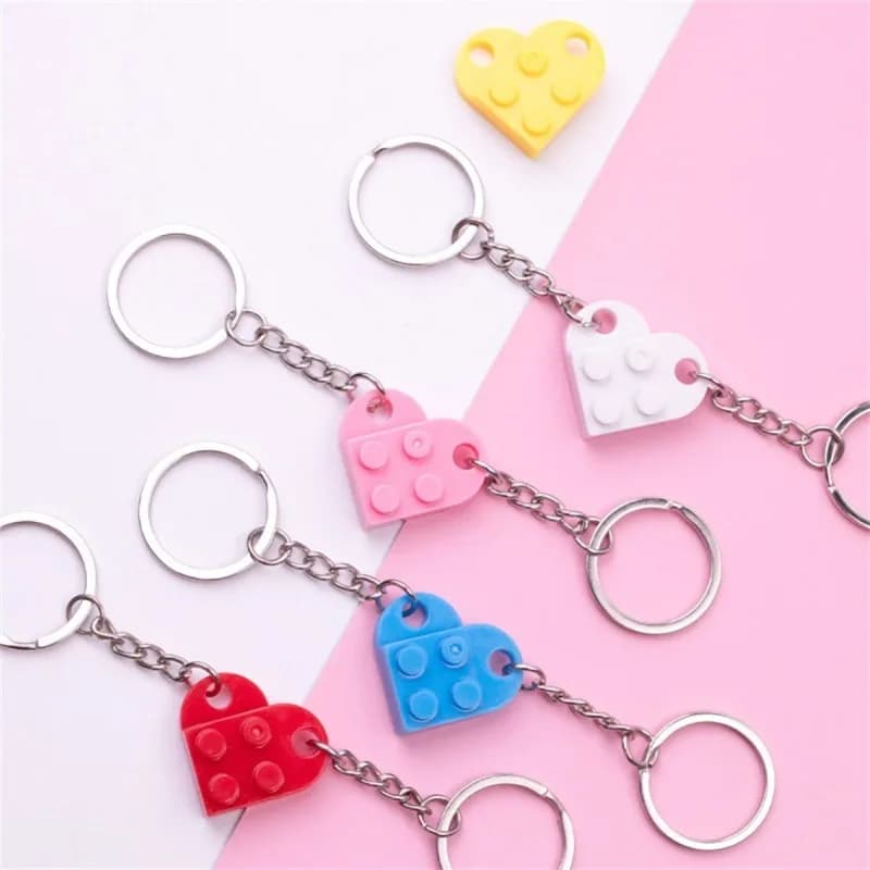 Detachable couple heart-shaped assembled building block heart-shaped keychain - 6