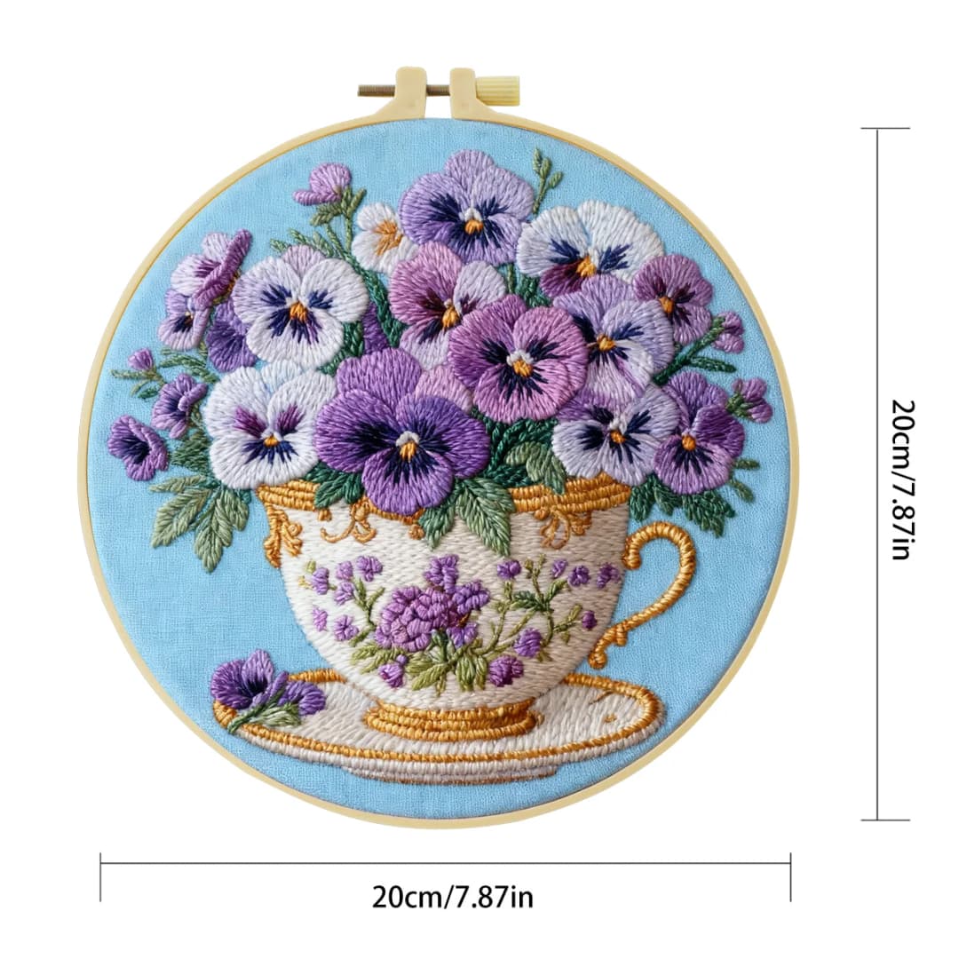 1pc 20X20CM/15X15CM 7.87/6.3inch Flower Embroidery Starter Kit DIY kit DIY embroidery kit manualidades Needle Art Home Decor - 5