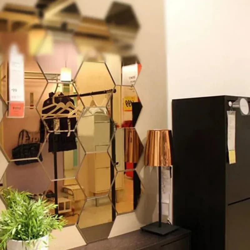 24Pcs Mirror Sticker Acrylic Wall Stickers Hex Self-Adhesive Mosaic Tiles DIY Bathroom Home Decor 3D Bedroom DIY Decal - 5